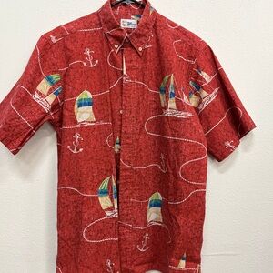 Reyn Spooner Red Sailboat Print Men's Shirt
